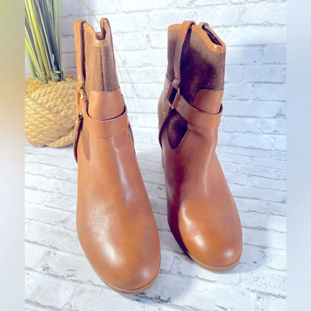 Lauren Ralph‎ Lauren Western Leather Suede Ankle Boots Sz 10B
